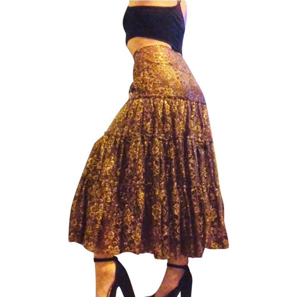 INC International Concepts Gold Lace Skirt
